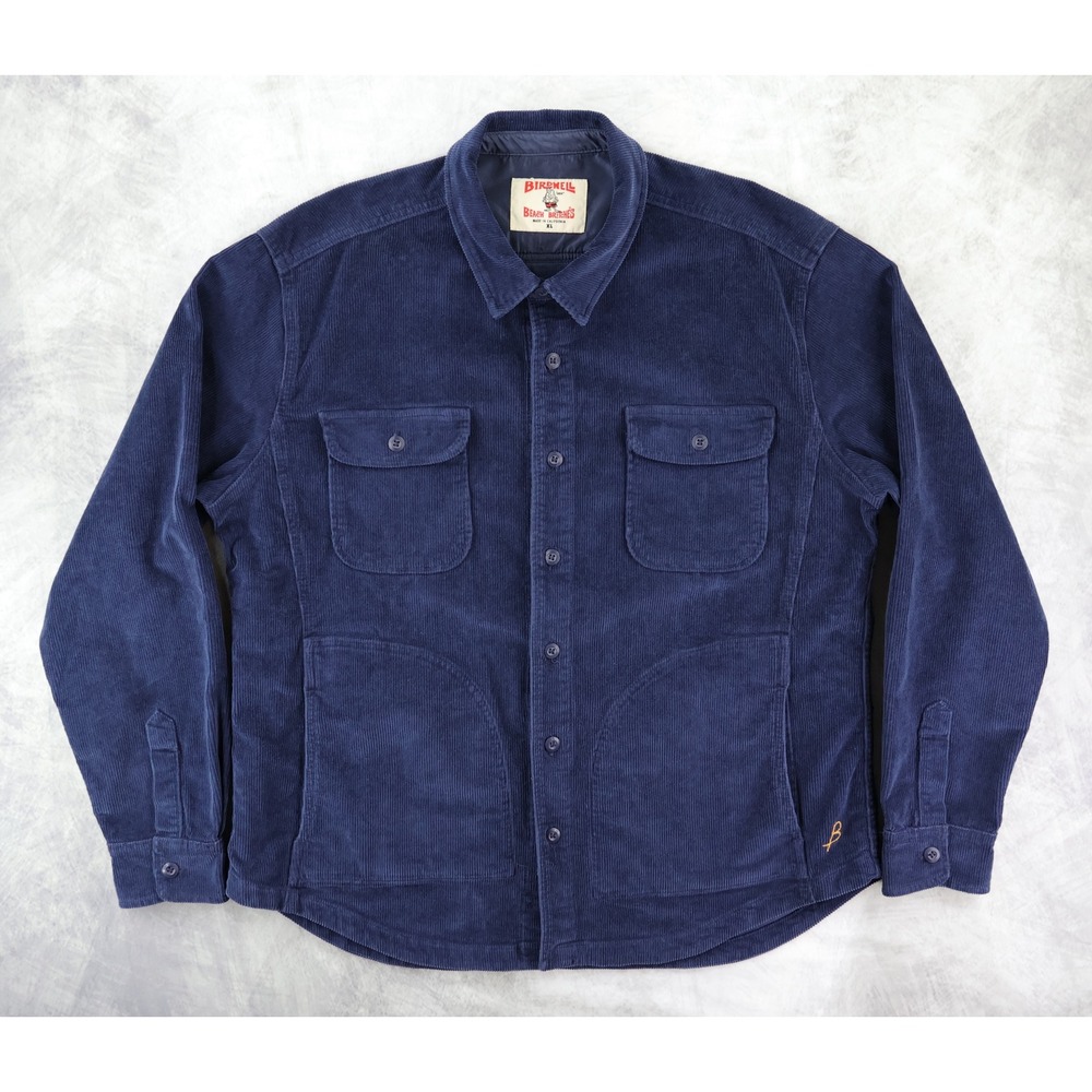 Birdwell Beach Britches Corduroy Shirt Jacket Mens XL Navy Blue Made in USA